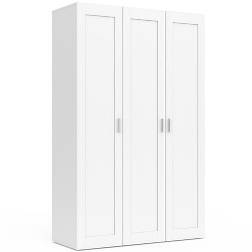 Armoire 3 Portes Vito Blanc Penderie 120 Cm Avec Étagères