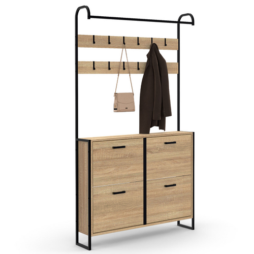 Vestiaire D'entrée Luis Meuble Chaussures 4 Portes Design Industriel