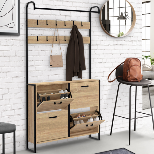 Vestiaire D'entrée Luis Meuble Chaussures 4 Portes Design Industriel