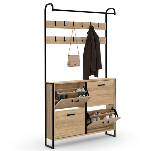 Vestiaire D'entrée Luis Meuble Chaussures 4 Portes Design Industriel