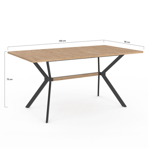 Table à Manger Rectangle Louison 8 Personnes Bois Et Noir Design Industriel 160 Cm