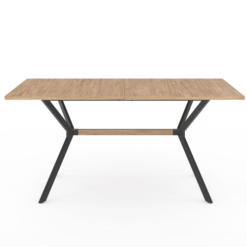 Table à Manger Rectangle Louison 8 Personnes Bois Et Noir Design Industriel 160 Cm