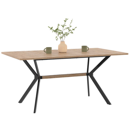 Table à Manger Rectangle Louison 8 Personnes Bois Et Noir Design Industriel 160 Cm