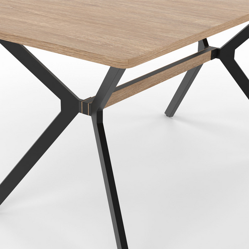Table à Manger Rectangle Louison 8 Personnes Bois Et Noir Design Industriel 160 Cm