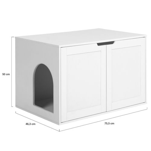 Maison De Toilette Chat - Cache-litière Avec Doubles Portes Blanc