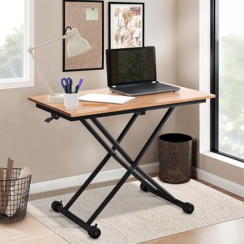 Table Basse Fixe Relevable En Table à Manger Rectangulaire Urbana Plateau Façon Hêtre Pied Noir Desi