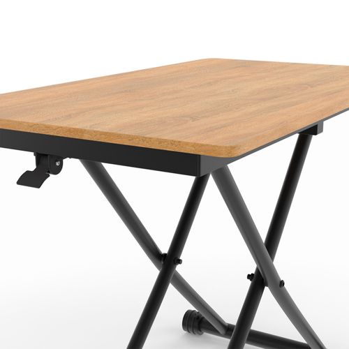 Table Basse Fixe Relevable En Table à Manger Rectangulaire Urbana Plateau Façon Hêtre Pied Noir Desi