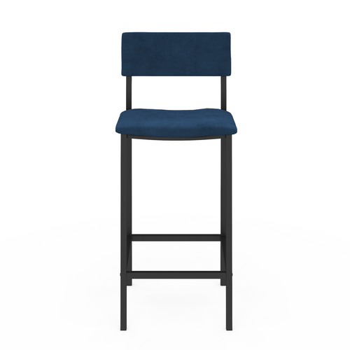 Lot De 4 Tabourets De Bar Aubin Avec Dossier Chaise De Cuisine Velours Mix Color Bleu, Gris Clair, G