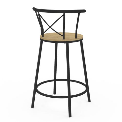 Lot De 4 Tabourets De Bar Bistrot Detroit Avec Dossier Arrondis Design Industriel