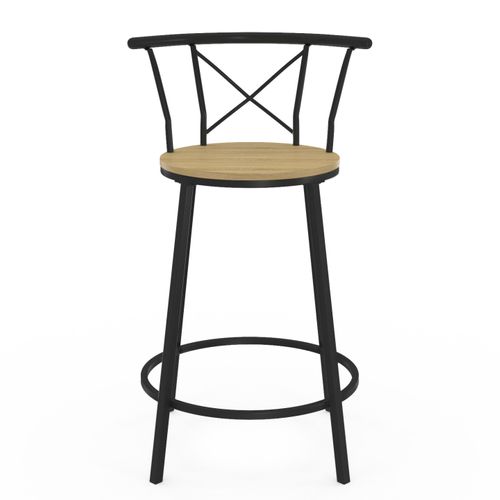 Lot De 4 Tabourets De Bar Bistrot Detroit Avec Dossier Arrondis Design Industriel