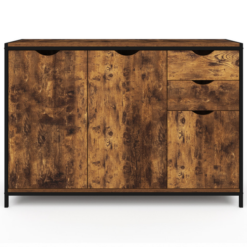 Buffet Bas 110 Cm Dayton Avec Placards Et Tiroirs Design Industriel