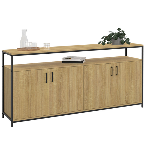 Buffet 160 Cm Detroit 4 Portes Bois Et Noir Design Industriel
