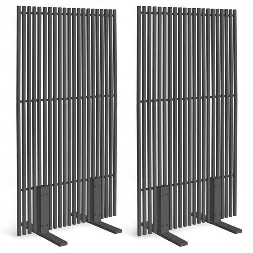 Lot De 2 Paravents Extérieurs Ajourés Claustra Décoratif 80 X 150 Cm Métal Gris Anthracite