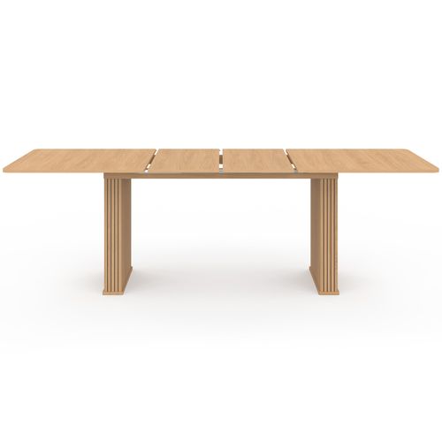 Table à Manger Extensible Rectangle Juliette 6-12 Personnes Pieds Lattes Tasseau Bois Coloris Chêne