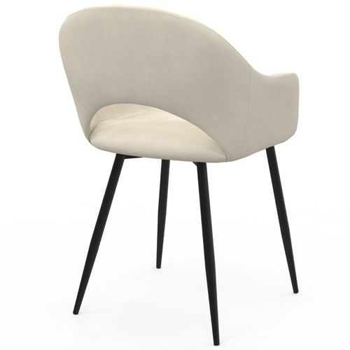 Lot De 2 Chaises De Salle à Manger, Fauteuils De Table Clara En Velours Crème