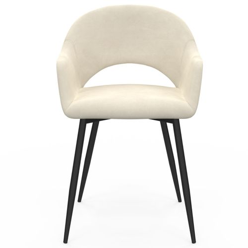 Lot De 2 Chaises De Salle à Manger, Fauteuils De Table Clara En Velours Crème