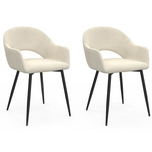 Lot De 2 Chaises De Salle à Manger, Fauteuils De Table Clara En Velours Crème