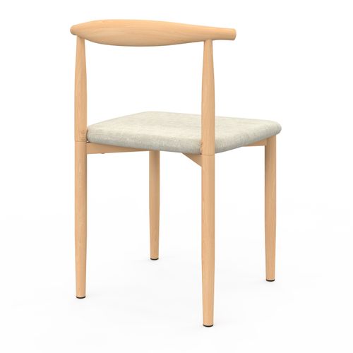 Lot De 6 Chaises Noe En Imitation Bois Et Assise En Tissu Beige Pour Salle à Manger