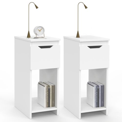 Lot De 2 Tables De Chevet Anouk 1 Tiroir Avec Niche Blanc