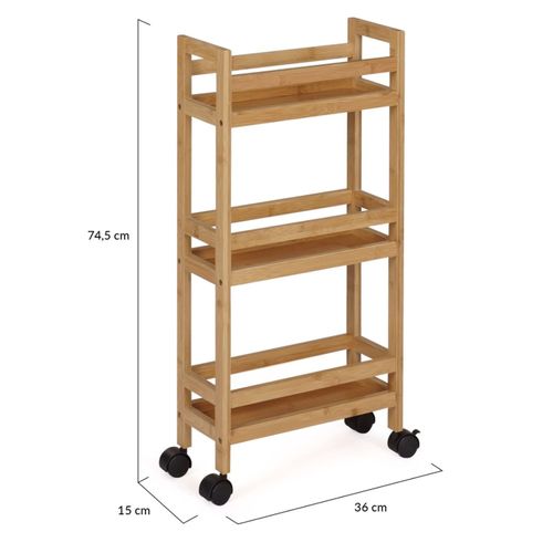 Desserte Bambou Bea Sur Roulettes 3 Niveaux