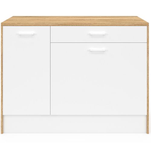 Ilot Central Lio Maxi Capacité De Rangement Bois Et Blanc