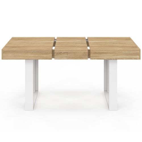Table à Manger Extensible Rectangle Phoenix 4-6 Personnes Bois Et Blanc 120-160 Cm
