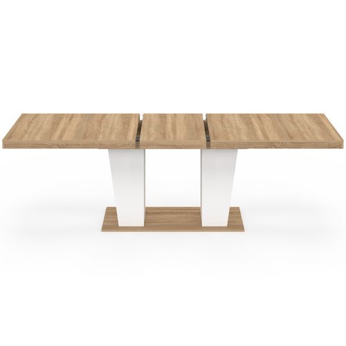 Table à Manger Extensible Rectangle Eliad 8-12 Personnes Bois Et Blanc 200-250 Cm