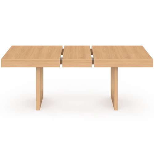 Table à Manger Extensible Rectangle Aloise 4-8 Personnes Pied Arc Bois Effet Hêtre 160-200 Cm