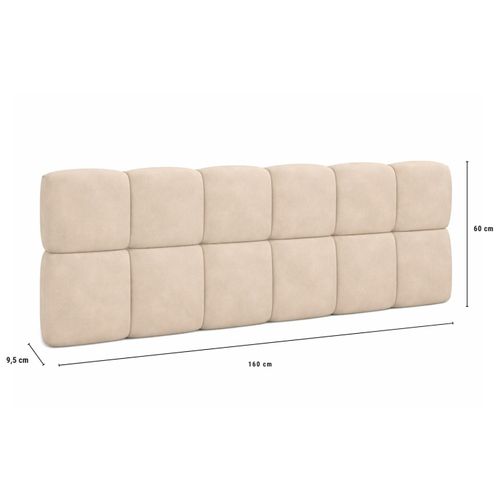 Tête De Lit Suspendue Matelassée Nuage Velours Beige 160 Cm