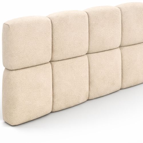 Tête De Lit Suspendue Matelassée Nuage Velours Beige 160 Cm