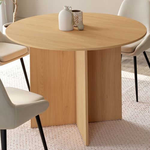 Table à Manger Extensible Ovale Marthe 4-8 Personnes Bois Façon Hêtre 110-150 Cm