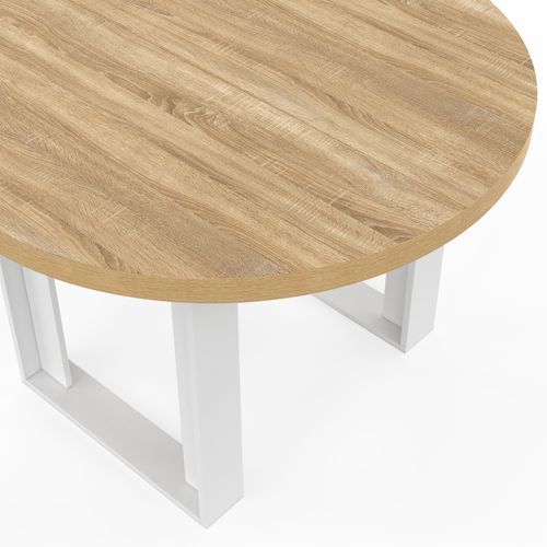 Table à Manger Fixe Ronde Phoenix 4 Personnes Bois Et Blanc 110 Cm