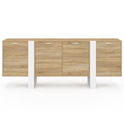 Buffet Enfilade 200 Cm Phoenix XXL 4 Portes Bois Et Blanc