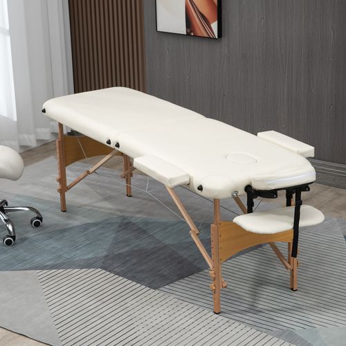 Table De Massage Pliante 2 Zones Avec Sac Et Accessoires Crème