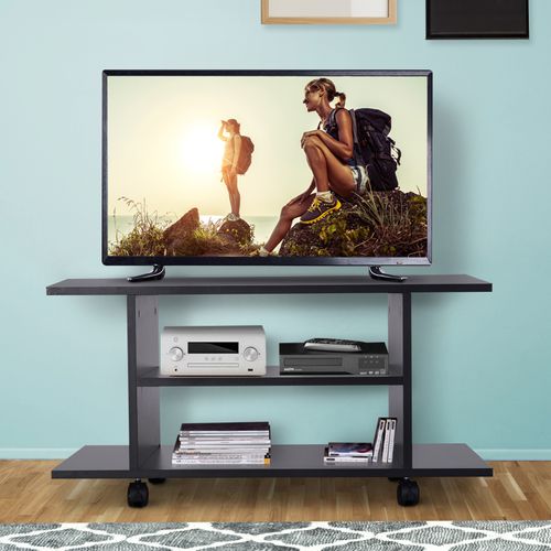 Meuble TV Table Basse Sur Roulettes Noir