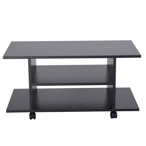 Meuble TV Table Basse Sur Roulettes Noir