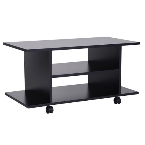 Meuble TV Table Basse Sur Roulettes Noir