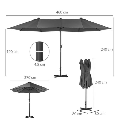 Grand Parasol Acier Polyester Haute Densité 460 cm