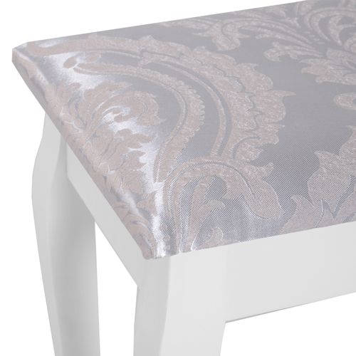 Coiffeuse Et Tabouret Style Baroque 5 Tiroirs Mdf Bois Blanc