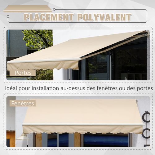 Store Banne Manuel 4 X 2,5 M Polyester Imperméable Rétractable