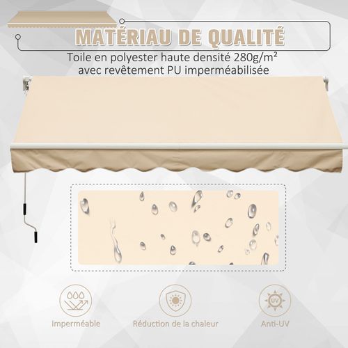 Store Banne Manuel 4 X 2,5 M Polyester Imperméable Rétractable