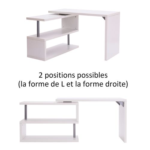 Bureau Informatique Modulable Avec Bibliothèque Design Métal Chromé Blanc - Homcom