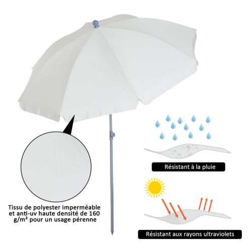 Parasol Inclinable Octogonal D. 2,2 X 2,3 H M Crème