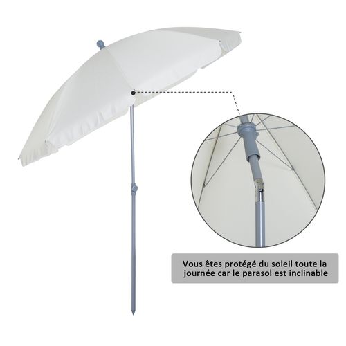 Parasol Inclinable Octogonal D. 2,2 X 2,3 H M Crème