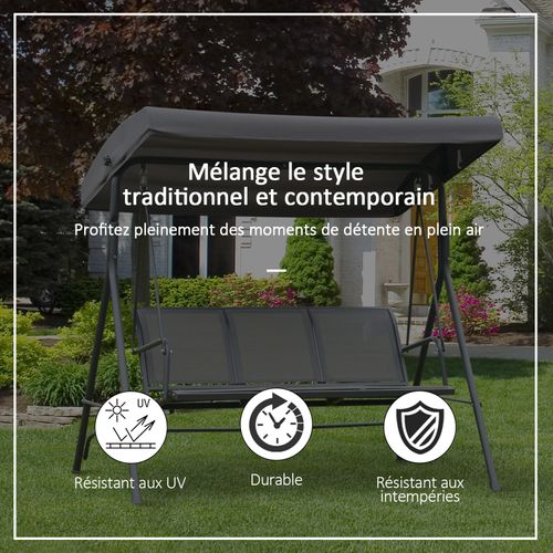 Balancelle De Jardin 3 Places Grise