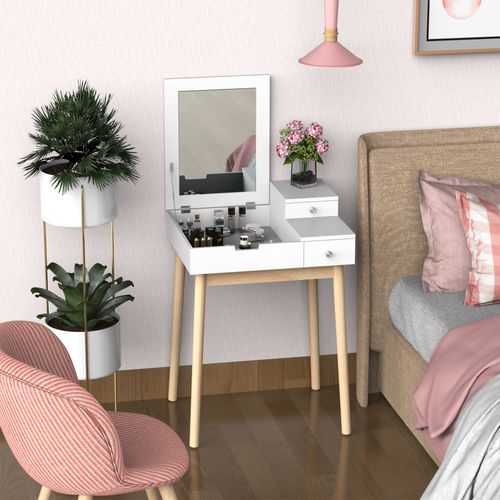 Coiffeuse Design Scandinave 60l X 50l X 86h Cm Pin Et Mdf