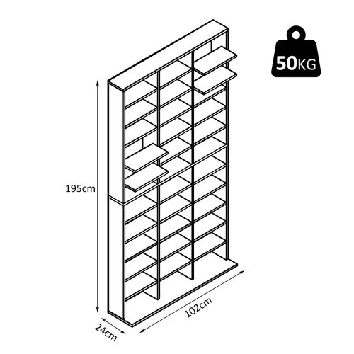 Étagère Rangement Cd/dvd 33 Compartiments Réglables
