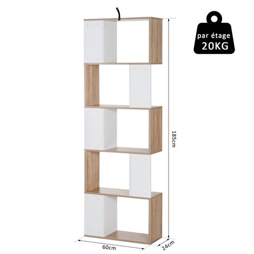 Étagère Contemporaine S 60l X 24l X 185h Cm Chêne Blanc