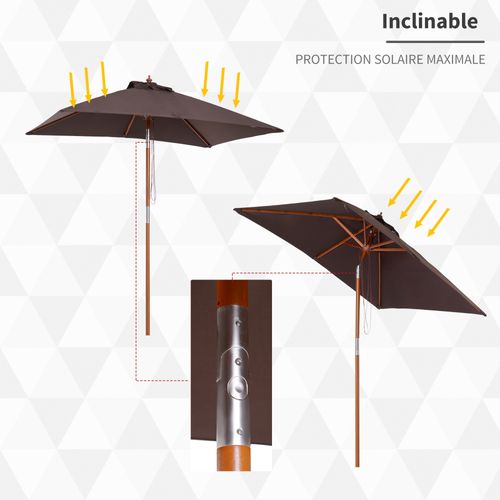Parasol Rectangulaire Inclinable Dim. 2l X 1,5l X 2,3h M