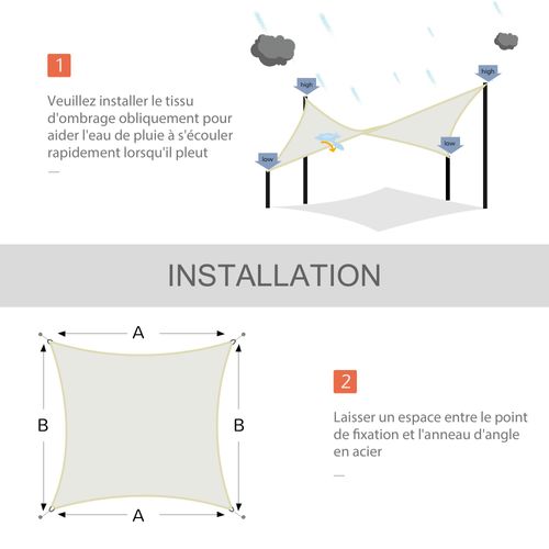 Voile D'ombrage Carré 3 X 3 M